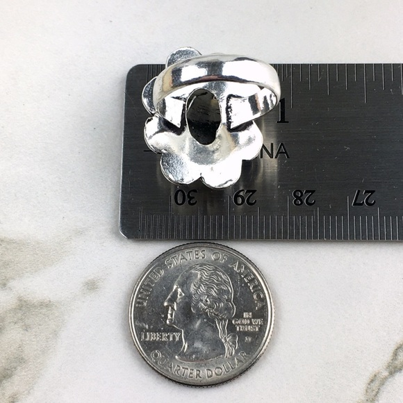 New Black Rutile Rutilated Quartz Crystal Stone Silver Overlay Ring 7.25 - 7.5 - Picture 5 of 7